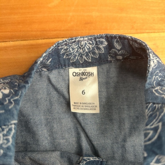 Osh Kosh Denim Floral Print Sleeveless Tunic Top Girls Size 6 - Picture 6 of 6